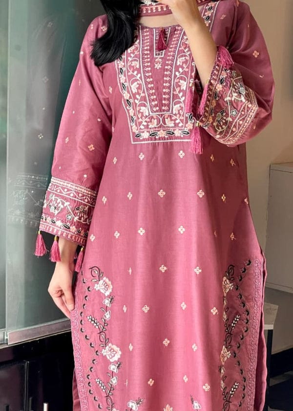 DUSTY ROSE ELEGANCE EMBROIDERED 3PC