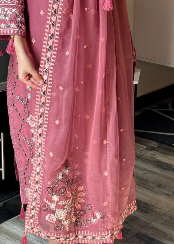 DUSTY ROSE ELEGANCE EMBROIDERED 3PC