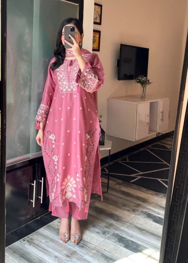 DUSTY ROSE ELEGANCE EMBROIDERED 3PC