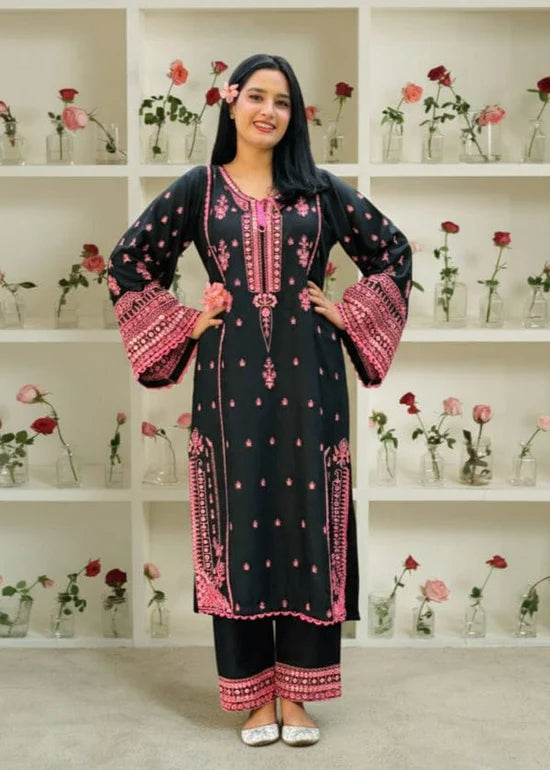 BLACK ROSE EMBROIDERED 2PC