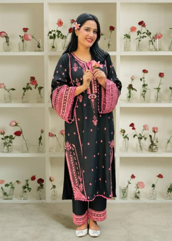 BLACK ROSE EMBROIDERED 2PC