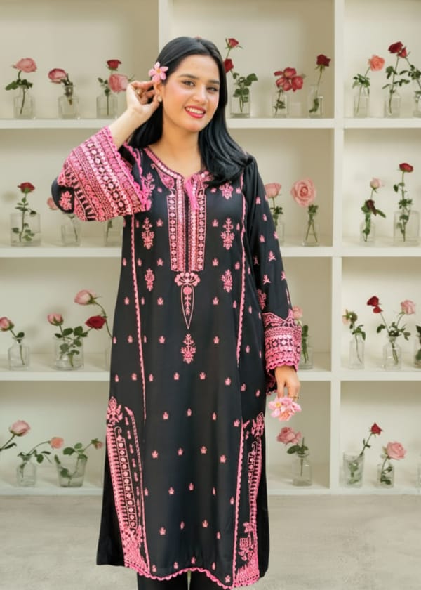 BLACK ROSE EMBROIDERED 2PC