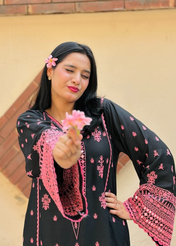 BLACK ROSE EMBROIDERED 2PC