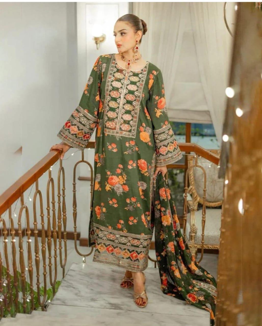 SAGE GREEN Embroided 3 pc