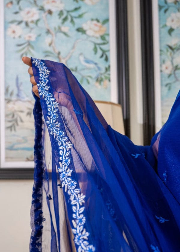 ROYAL AZURE CHARM CHIFOON EMBROIDERD 3PC